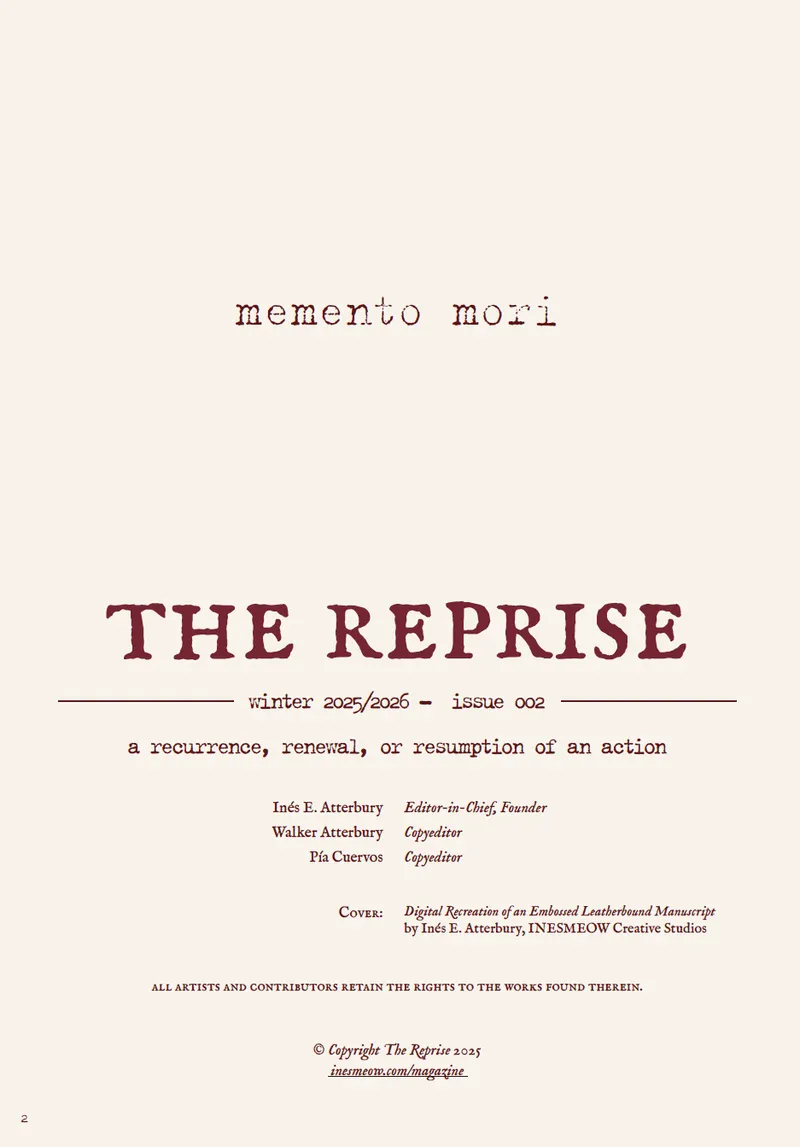 Magazine cover of The Reprise, Issue 002, December 2025